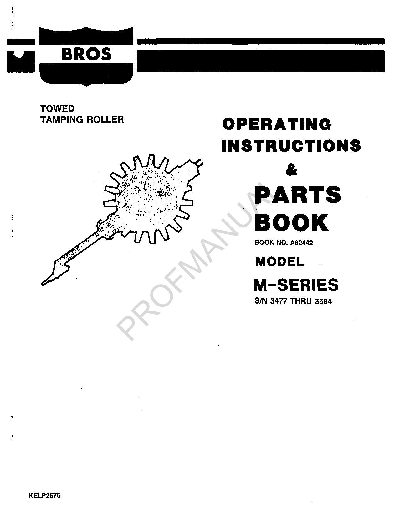 Caterpillar Cat Bros M Series Towed Tamping Roller Parts Catalog Manual KELP2576