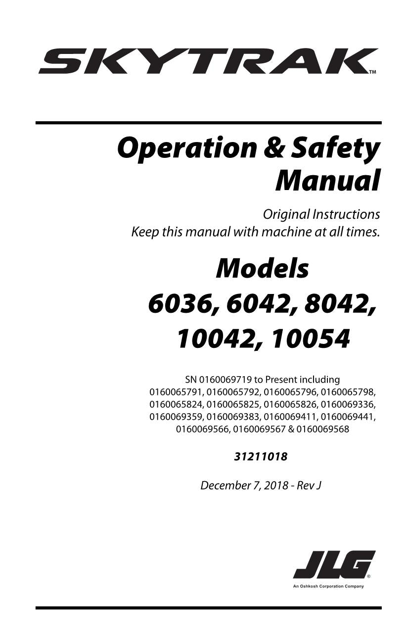 SKYTRAK 10042 10054 6036 6042 8042 Telehandler Operators Manual 31211018