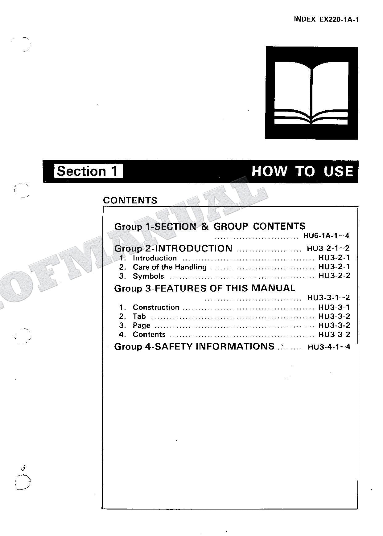 HITACHI EX220 Hudraulic Excavator Service Manual