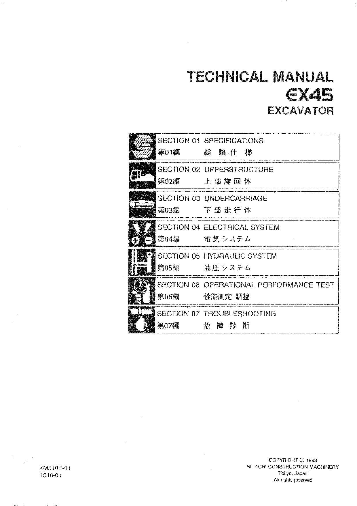 Hitachi EX45 Excavator Service Manual with Schemes