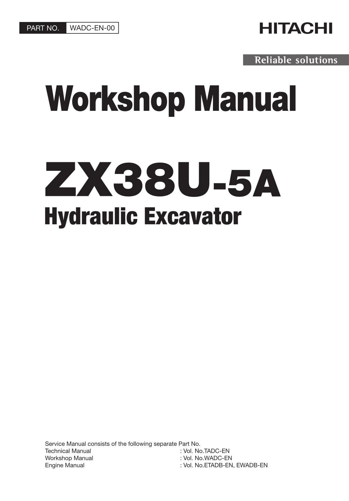 Hitachi ZX38U-5A Excavator Workshop Service Repair manual