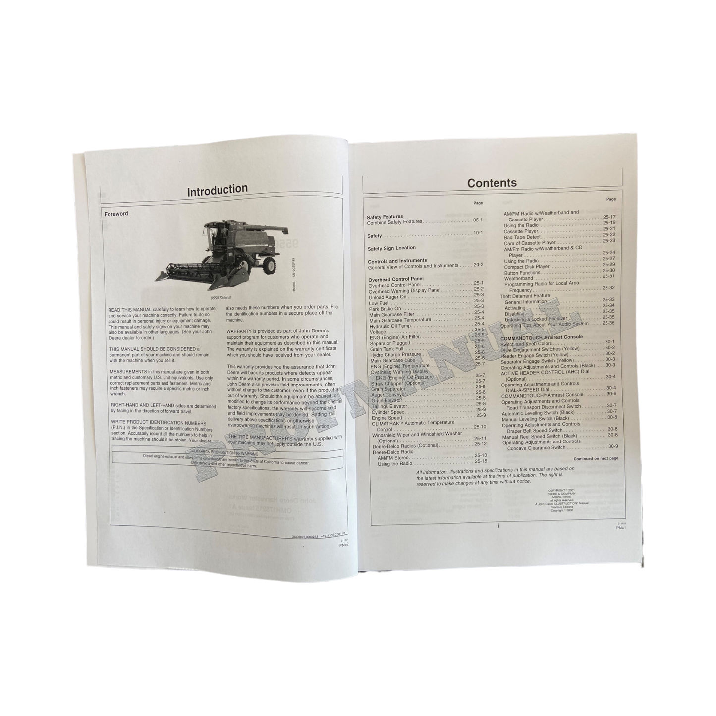 JOHN DEERE 9550 COMBINE OPERATORS MANUAL #1