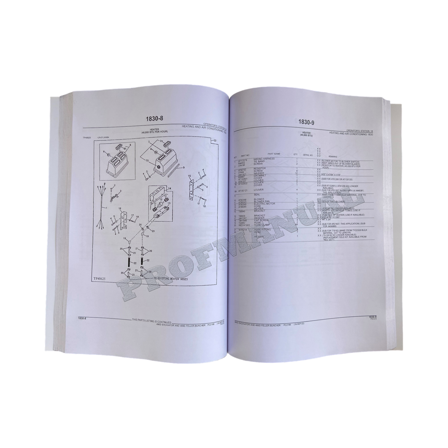 JOHN DEERE 490D 493D BAGGER ERSATZTEILKATALOGHANDBUCH