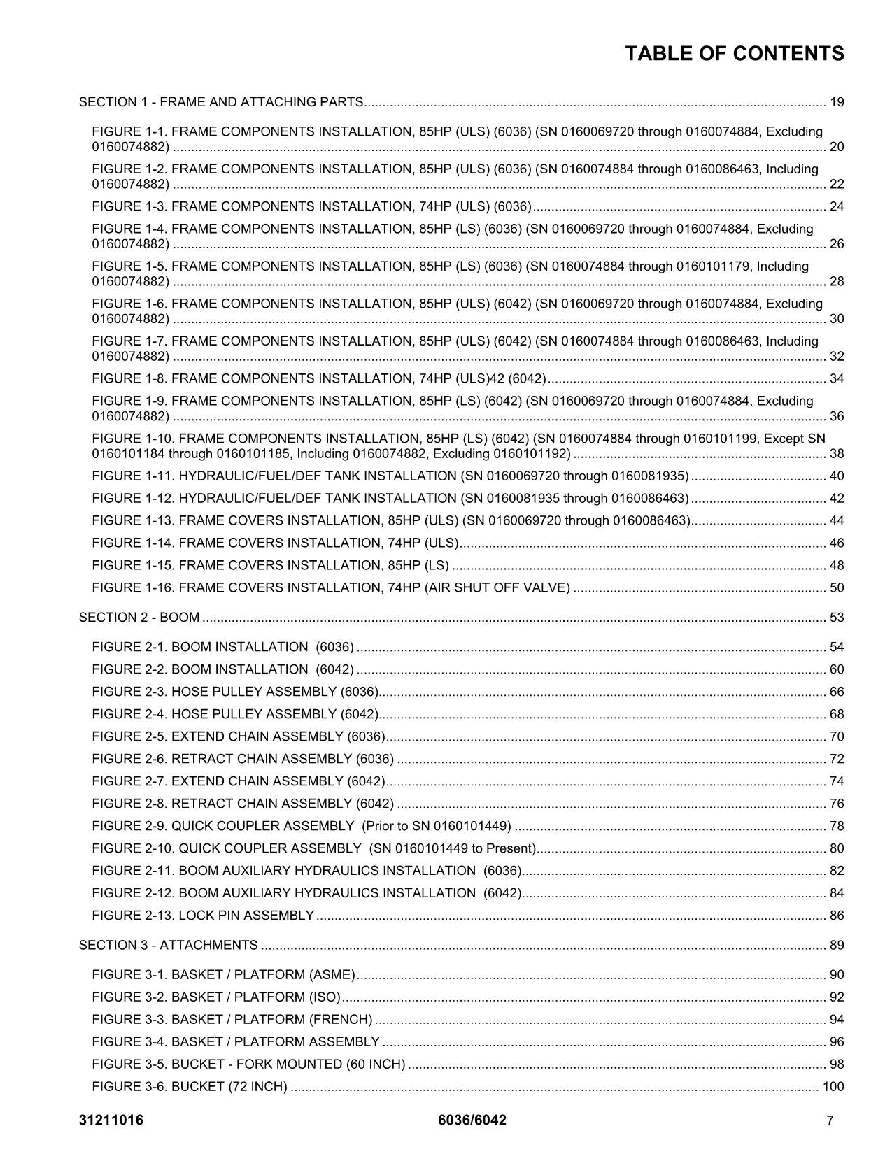 SKYTRAK 6036 6042 Telehandler Parts Catalog Manual 31211016