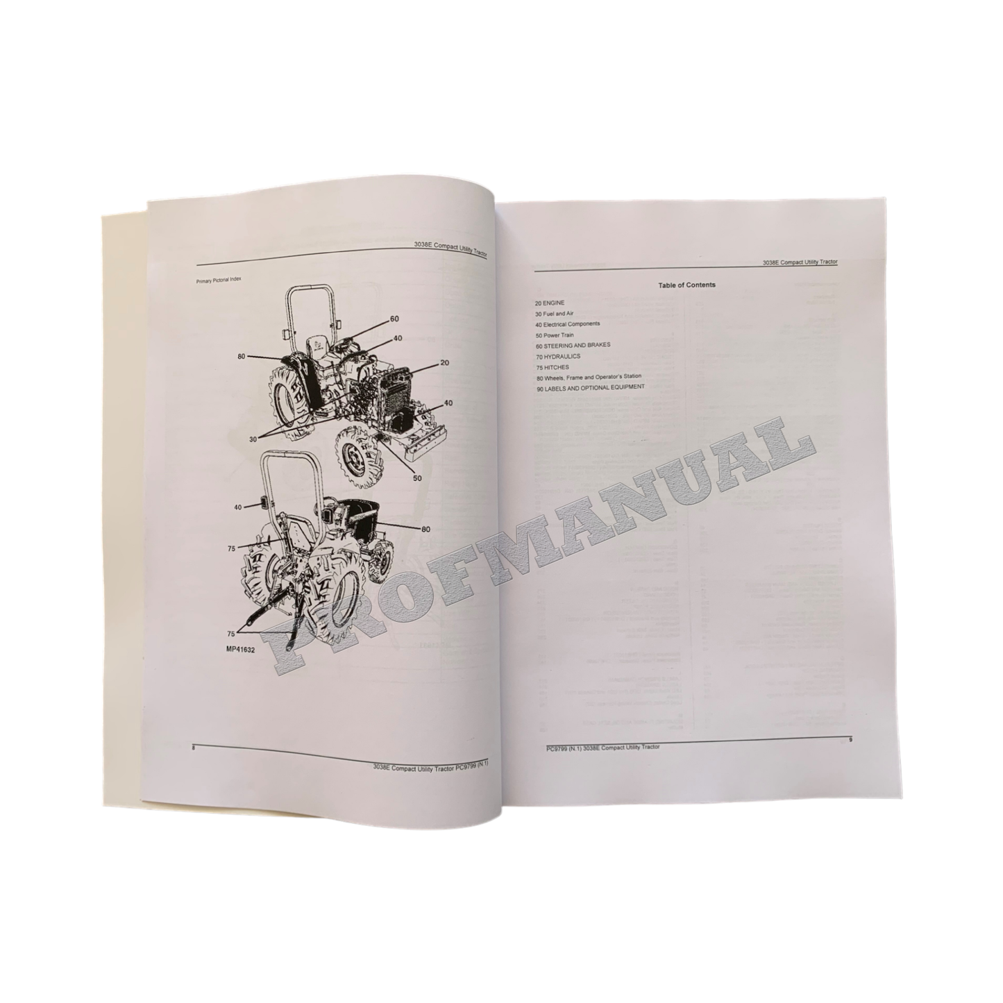 JOHN DEERE 3038E COMPACT UTILITY TRACTOR PARTS CATALOG MANUAL Worldwide + !BONUS!