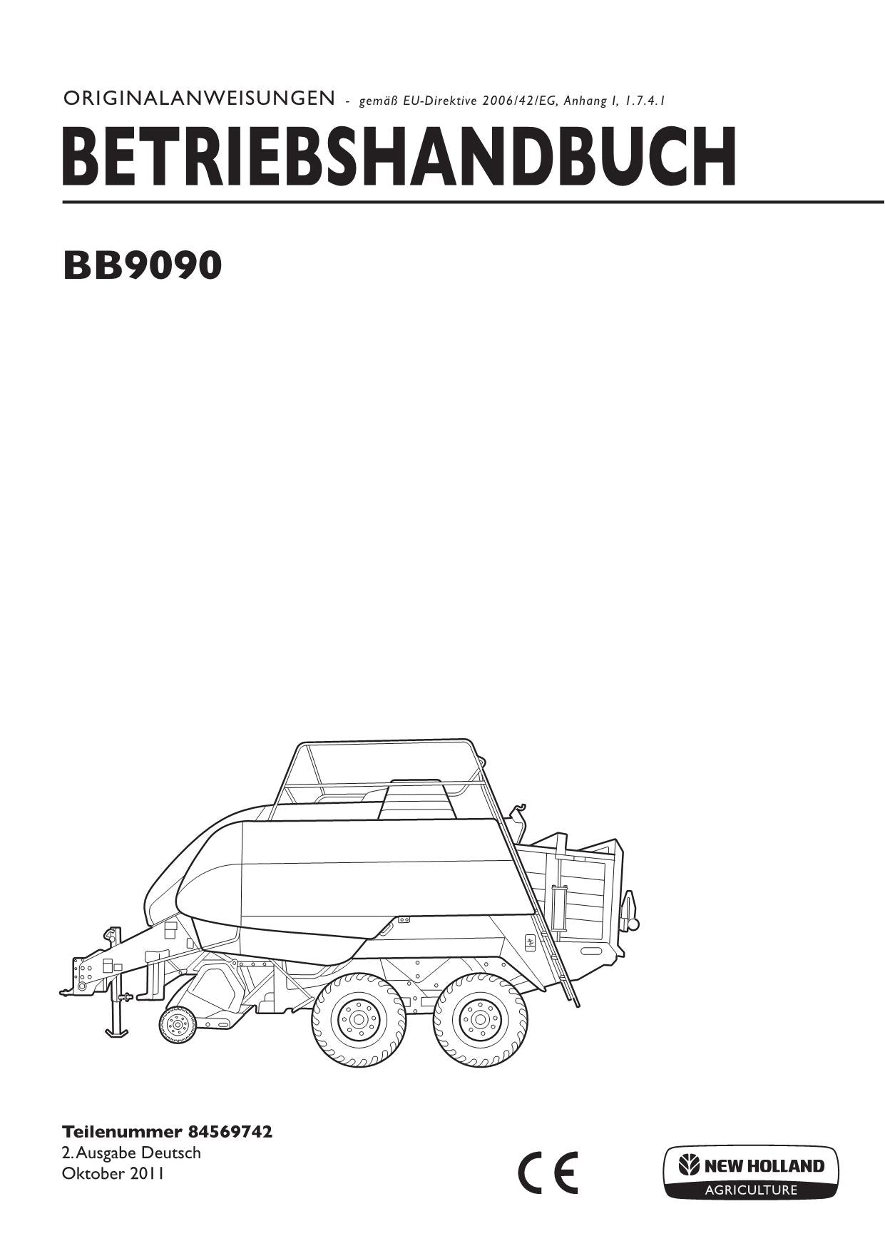 New Holland BB9090 Quaderballenpresse Betriebsanleitung 84569742