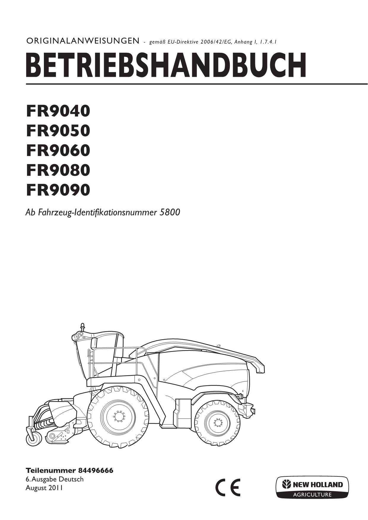 New Holland FR9040 FR9050 FR9060 FR9080 FR9090 Manuel d'utilisation 5800-