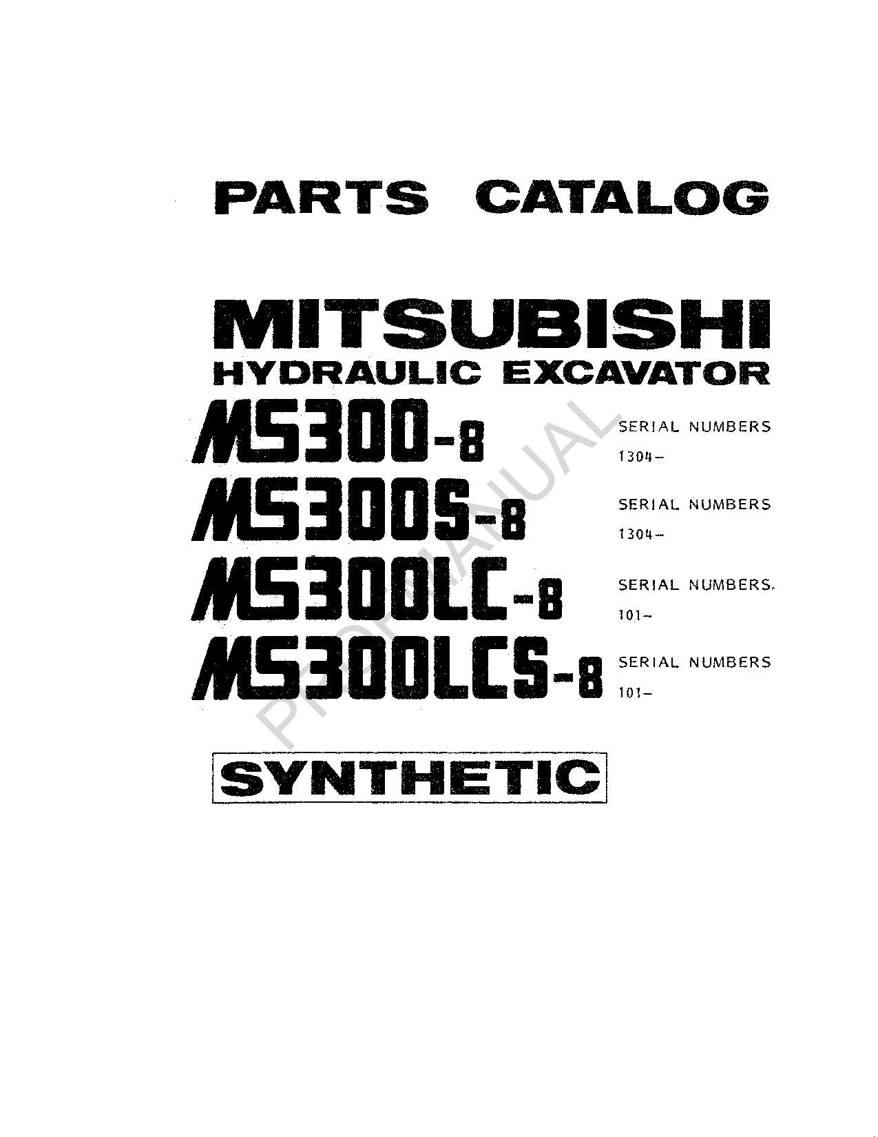 Manuel du catalogue des pièces détachées pour excavatrices Mitsubishi Caterpillar MS300LC 8 MS300LCS 8