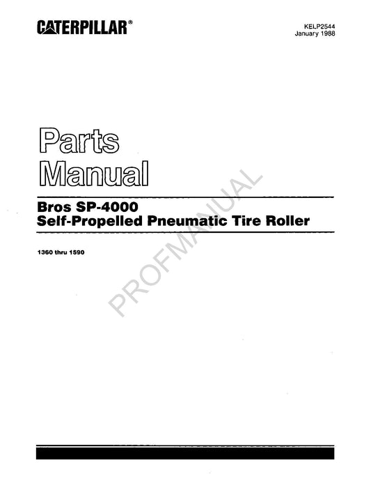 Caterpillar Cat Bros SP 4000 Self Propelled Tire Roller Parts Catalog Manual