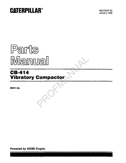 Caterpillar Cat CB 414 Vibratory Compactor Parts Catalog Manual