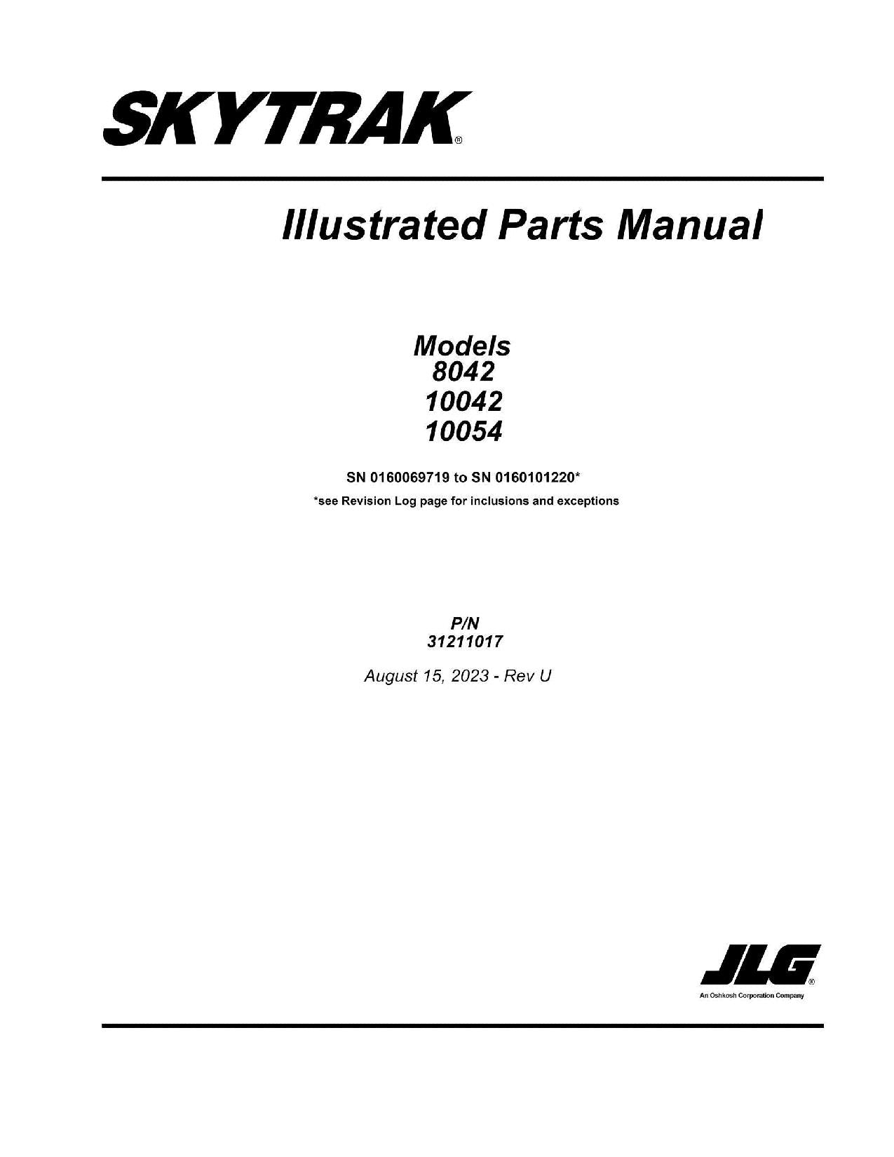 SKYTRAK 10042 10054 8042 Telehandler Parts Catalog Manual 31211017