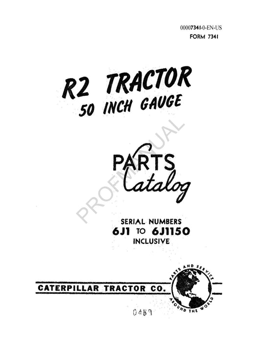 Caterpillar Cat R2 Tractor Parts Catalog Manual ser 6J1-6J1150