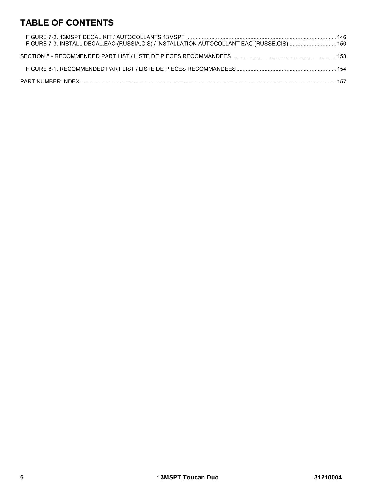 TOUCAN 13MSPT Duo Vertical Lift Parts Catalog Manual Multi language