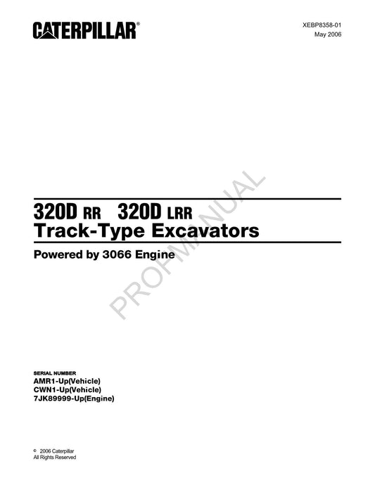 Caterpillar 320D RR 320D LRR Track Type Excavator Parts Catalog Manual XEBP8358