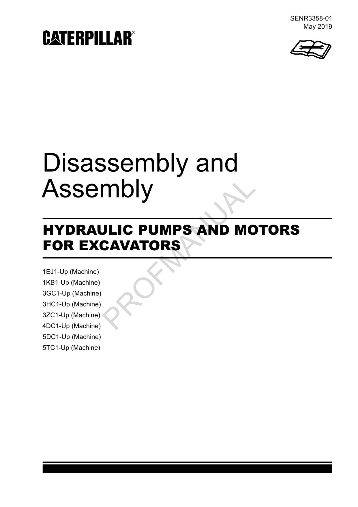 Caterpillar Cat HYDRAULIC PUMP Motor EXCAVATOR Disassembly Assembly Manual