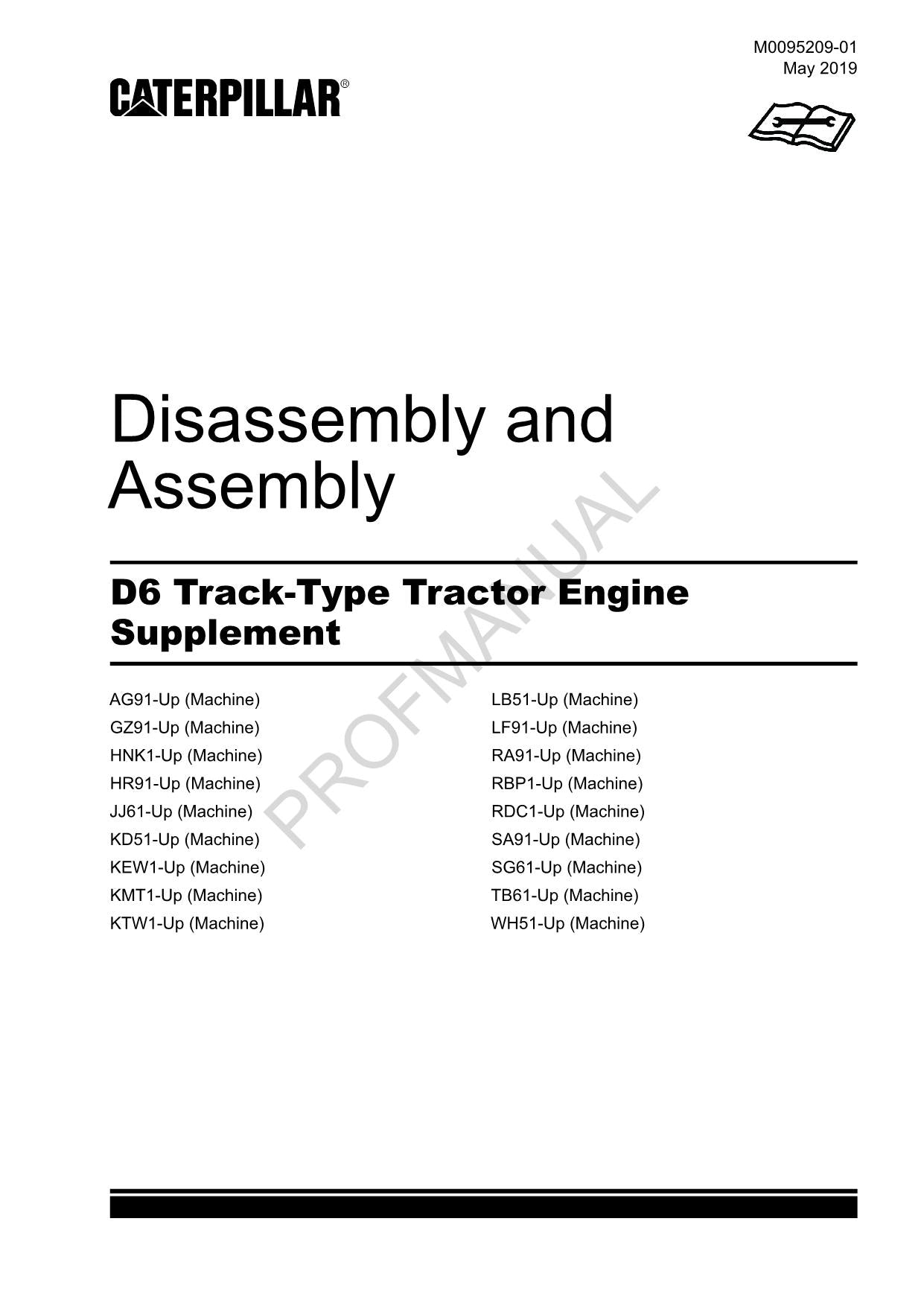 Caterpillar D6 Track Type Tractor Engine Supplement Manual Disassembly Assembly