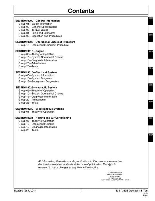 JOHN DEERE 330B 35 LADER SERVICE-BETRIEB-TEST-REPARATURHANDBUCH