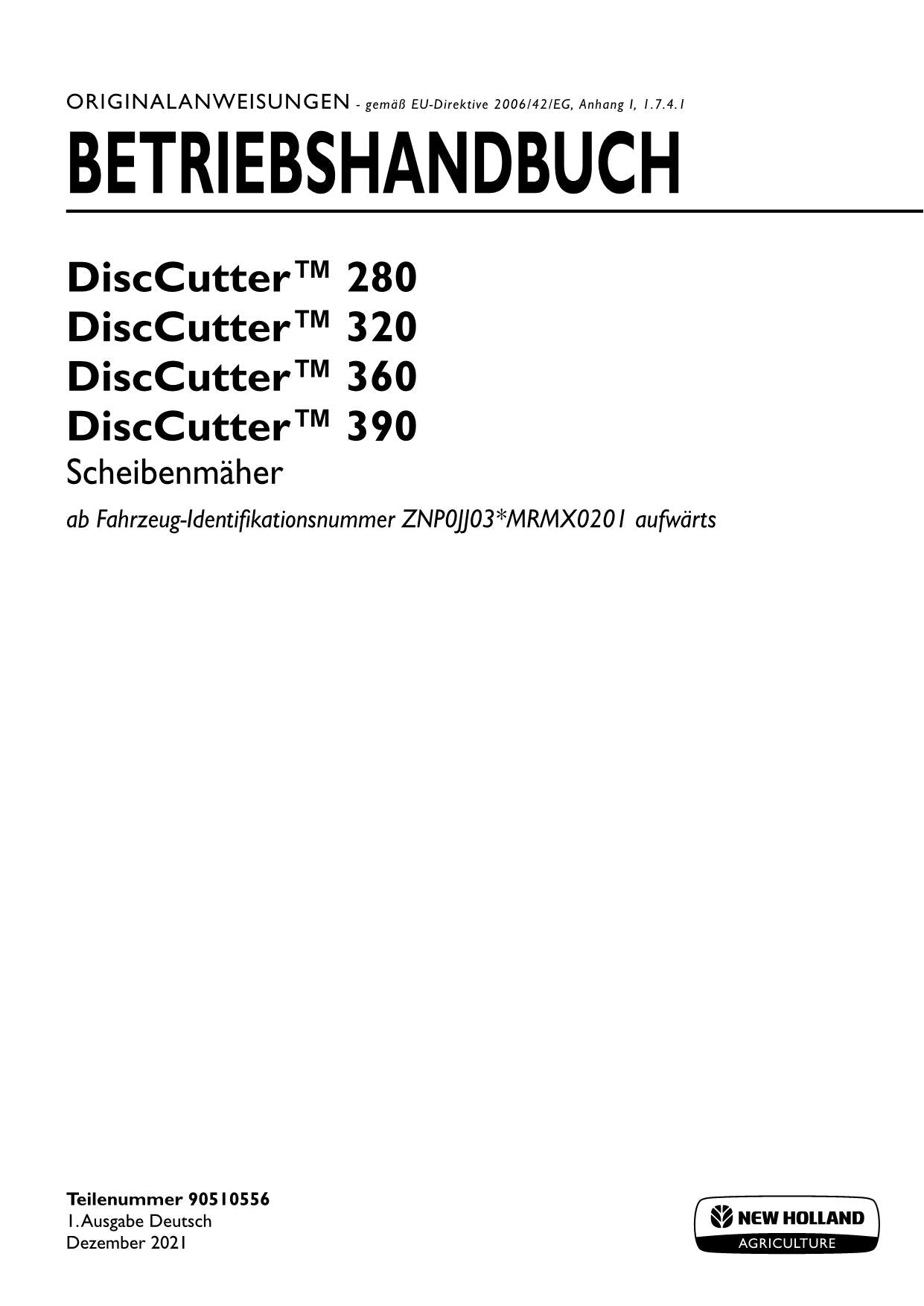 New Holland DiscCutter 280 320 360 390 Manuel d'instructions