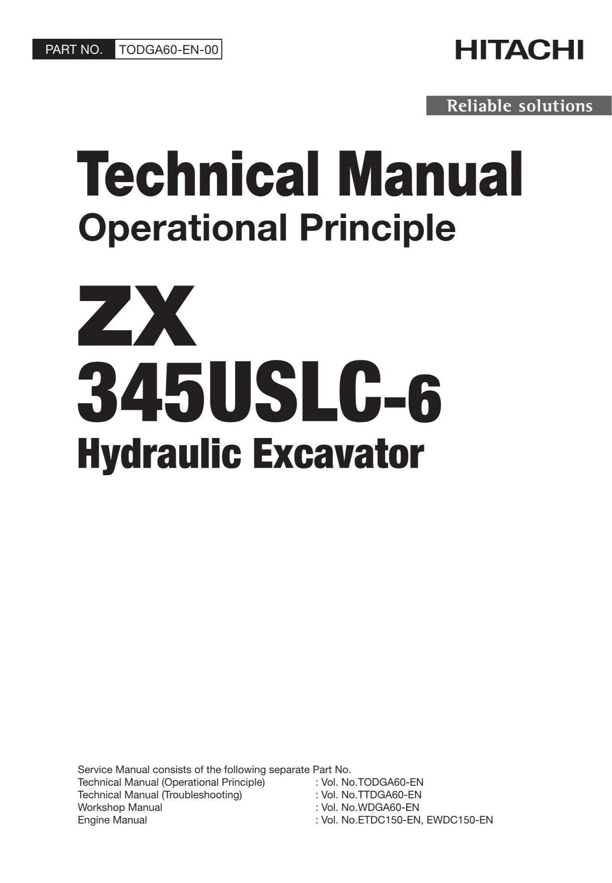 Hitachi ZX345USLC-6 Excavator Operational Principle Service manual