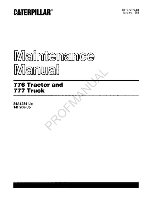 Manuel d'entretien du tracteur Caterpillar Cat 776 et du camion 777 (les opérateurs sont SEBU5974)