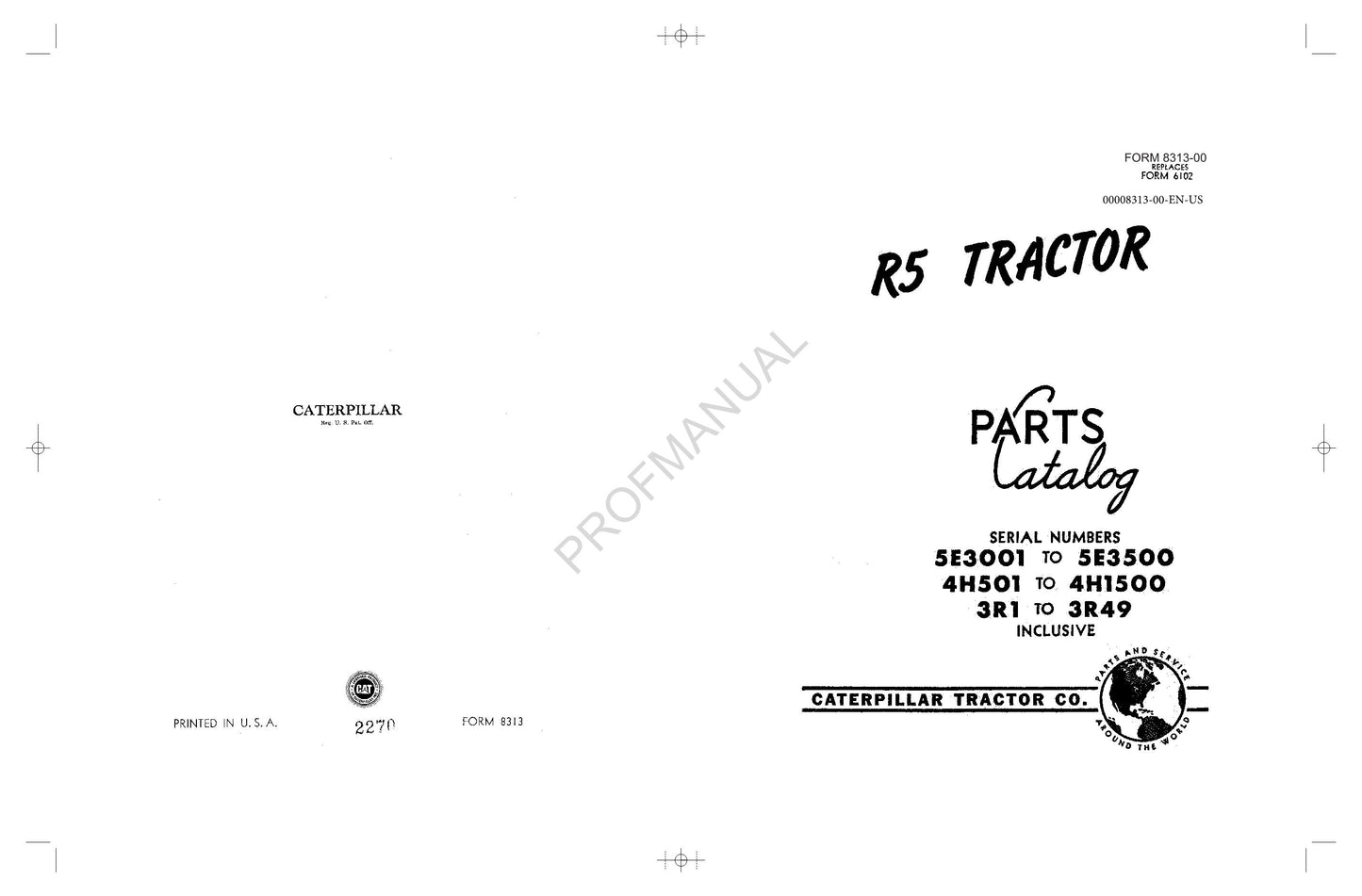 Caterpillar Cat R5 Tractor Parts Catalog Manual 00008313