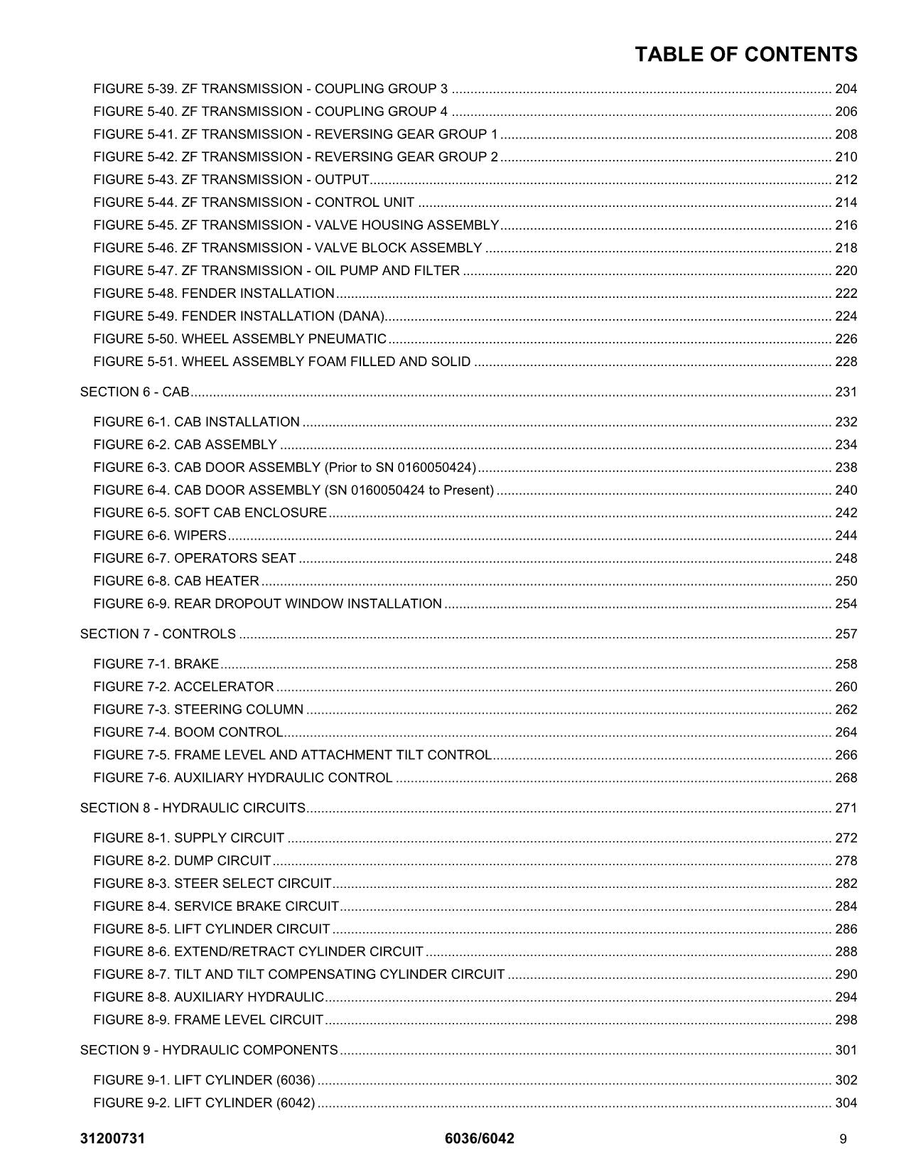 SKYTRAK 6036 6042 Telehandler Parts Catalog Manual 31200731