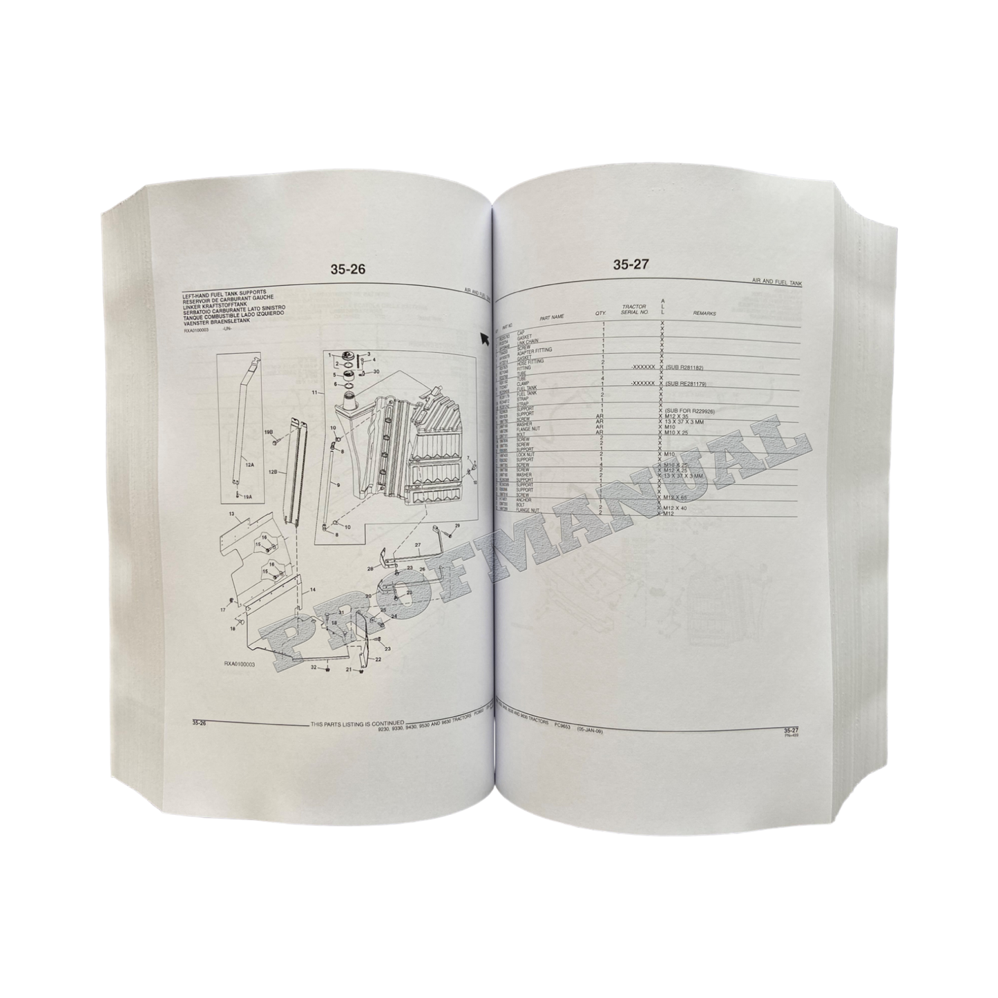 JOHN DEERE 9230 9330 9430 9530 9630 TRAKTOR TEILEKATALOGHANDBUCH