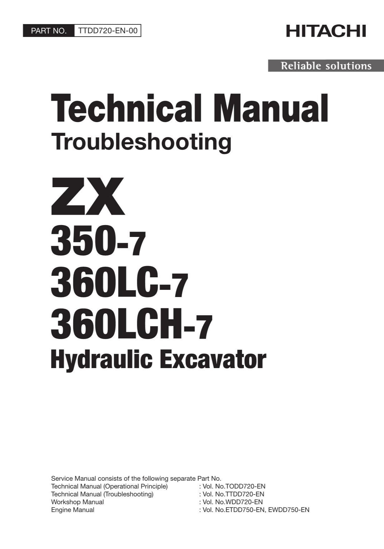 Hitachi ZX350-7 360LC-7 360LCH-7 Troubleshoot Excavator Service Manual Oceanian