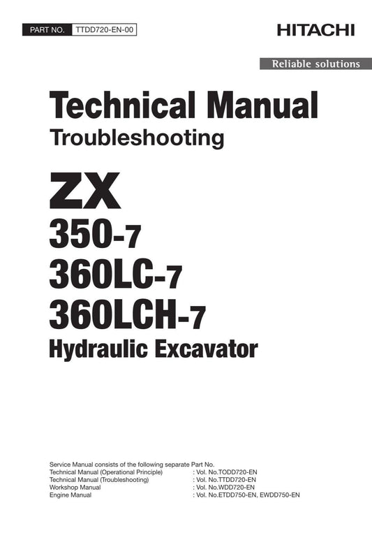 Hitachi ZX350-7 360LC-7 360LCH-7 Troubleshoot Excavator Service Manual Oceanian