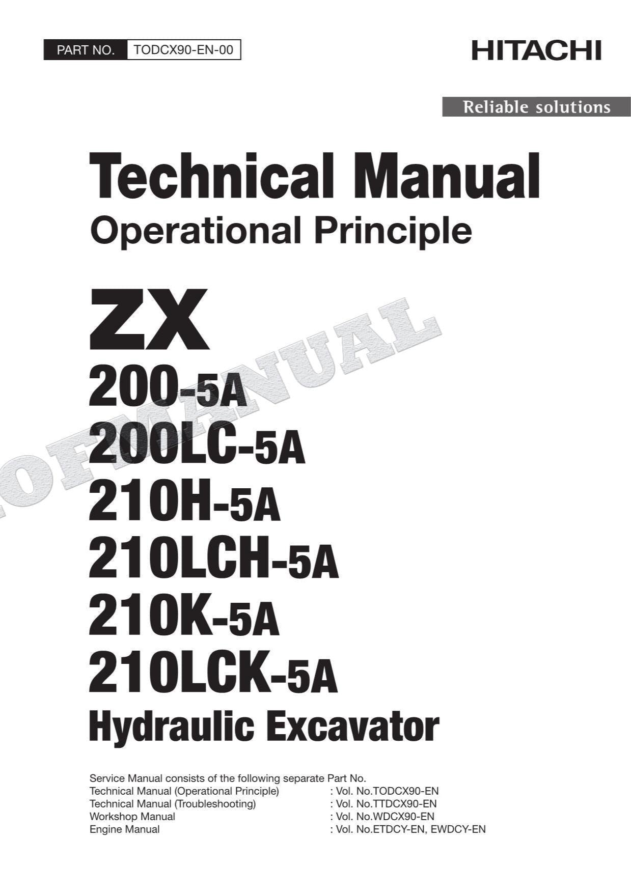 HITACHI ZX210LCH-5A ZX210K-5A Excavator Service Manual Operational Principle