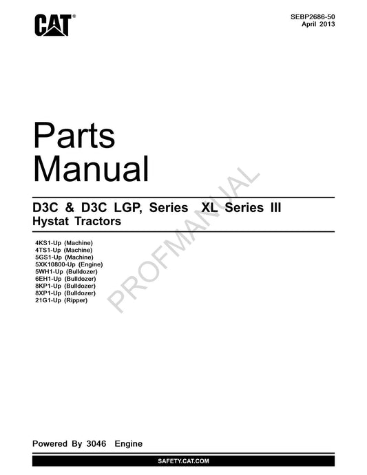 Catalogue de pièces détachées pour tracteurs Caterpillar D3C D3C LGP série XL série 3 Hystat