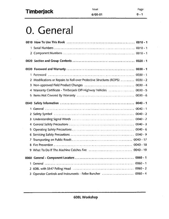 JOHN DEERE 608L TRACKED FELLER BUNCHER SERVICE REPARATURHANDBUCH sn 10BA1017-