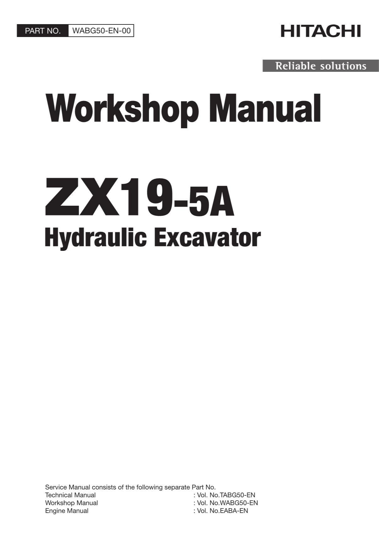 Hitachi ZX19-5A Excavator Workshop Service Repair manual