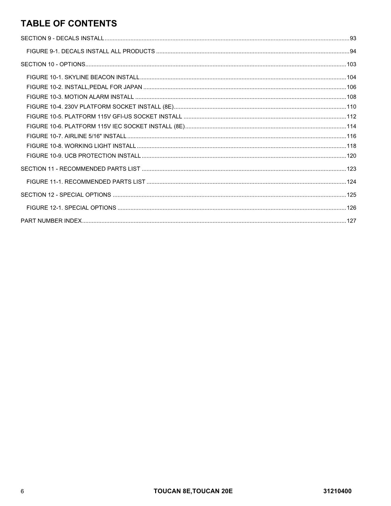 TOUCAN 20E 8E Vertical Lift Parts Catalog Manual 31210400