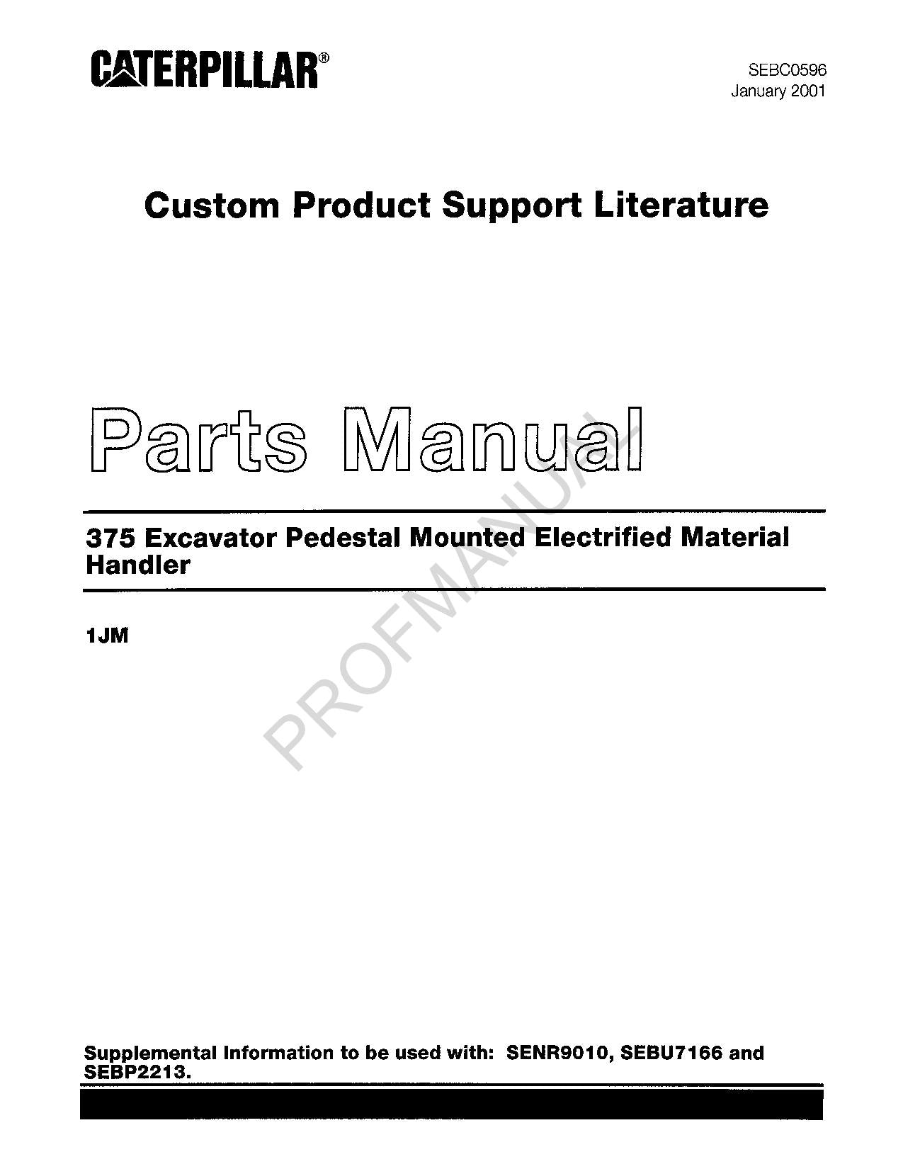 Manuel du catalogue des pièces détachées électrifiées Mh montées sur socle pour excavatrice Caterpillar 375