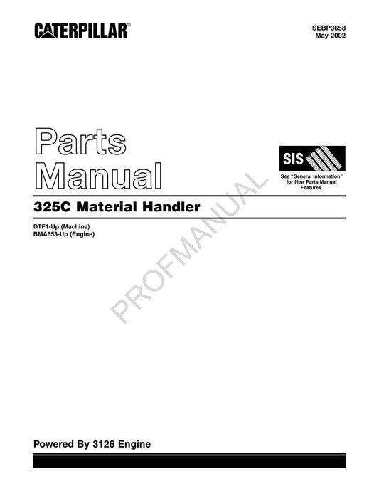 Caterpillar Cat 325C Material Handler Parts Catalog Manual