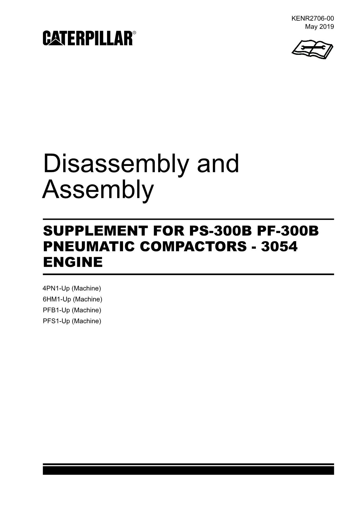 Caterpillar SUPPL PS-300B PF-300B Compactor 3054 Disassem Assem Service Manual