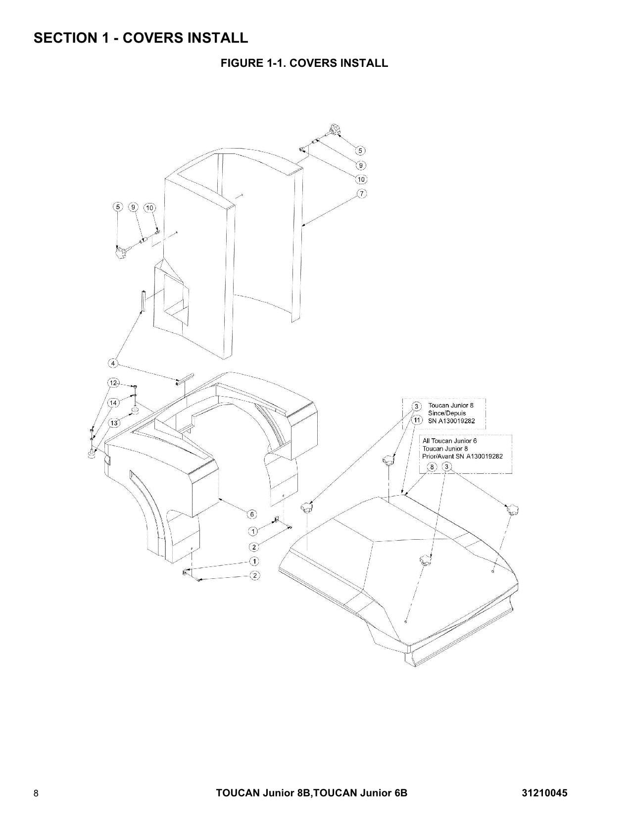 TOUCAN Junior 6B Junior 8B Vertical Lift Parts Catalog Manual Multi language