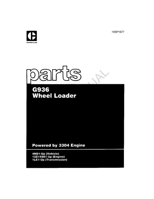 Caterpillar Cat G936 Wheel Loader Parts Parts Catalog Manual HEBP1677