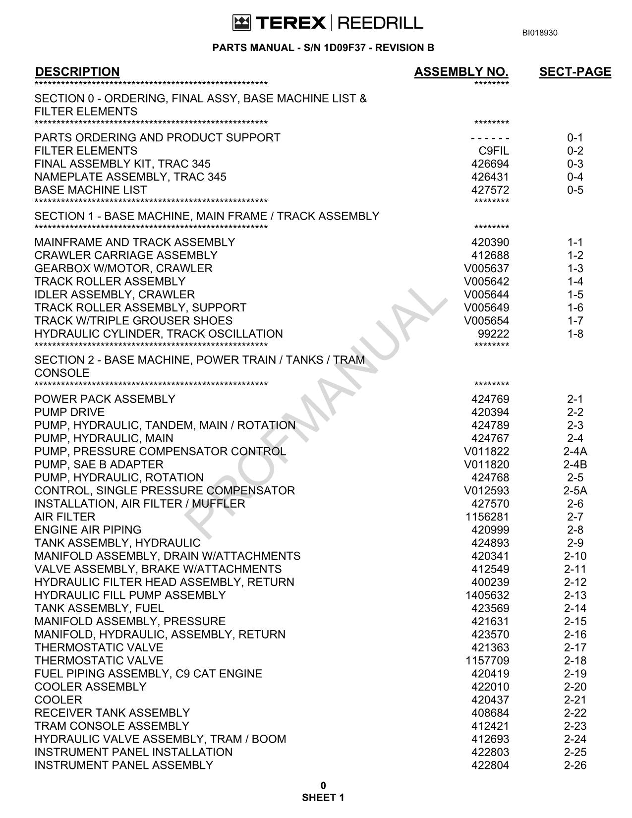 Catalogue de pièces détachées pour foreuse à chenilles Caterpillar Cat MD5090, manuel d'utilisation, série SEW05037