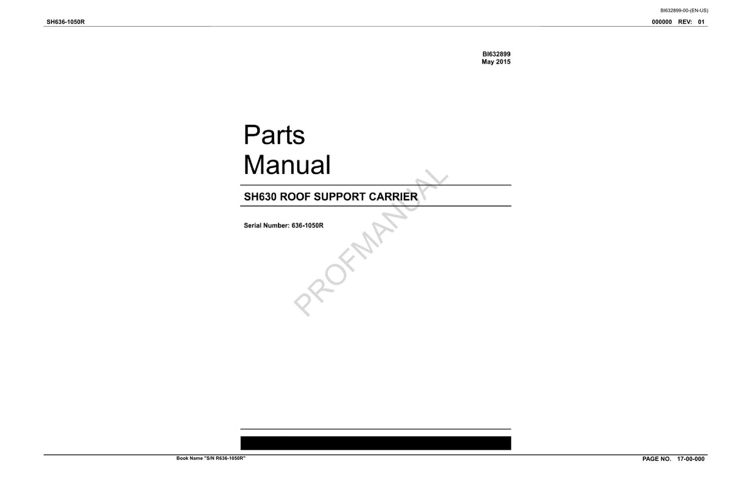 Catalogue de pièces détachées pour machines souterraines Caterpillar Cat SH630, manuel ser 634 1050R