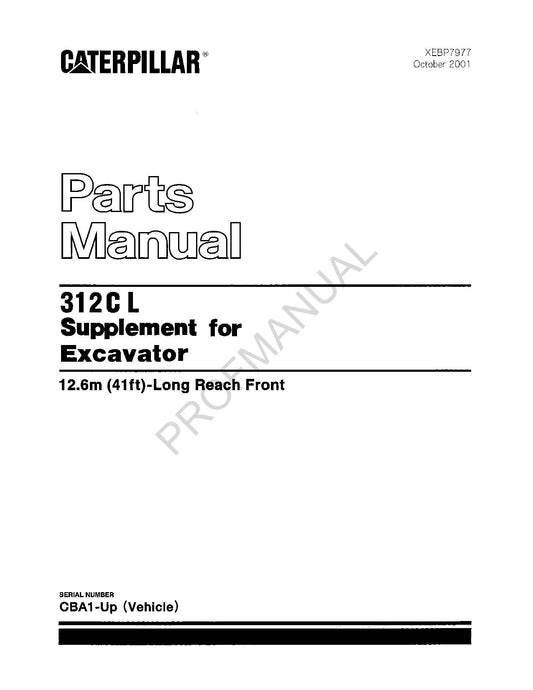 Caterpillar Cat 312CL Excavator SUPPLEMENT Catalogue de pièces détachées Manuel