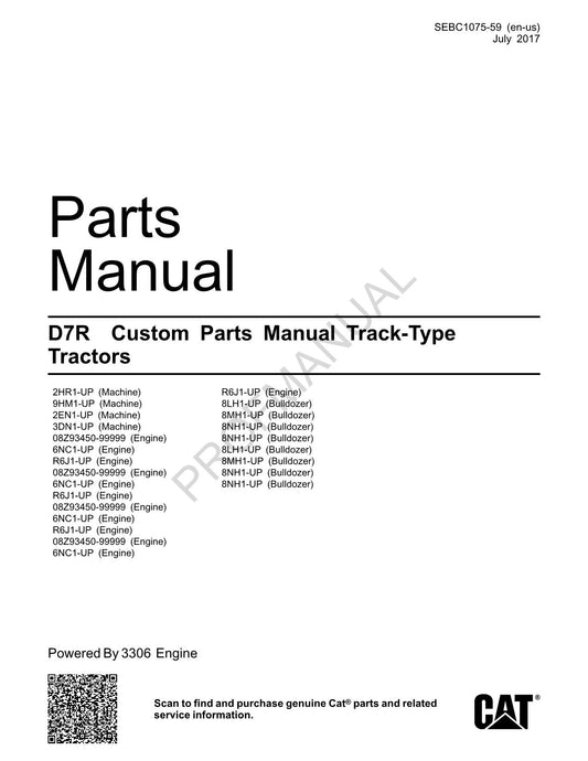 Catalogue de pièces détachées pour tracteur à chenilles Caterpillar Cat D7R Custom SEBC1075