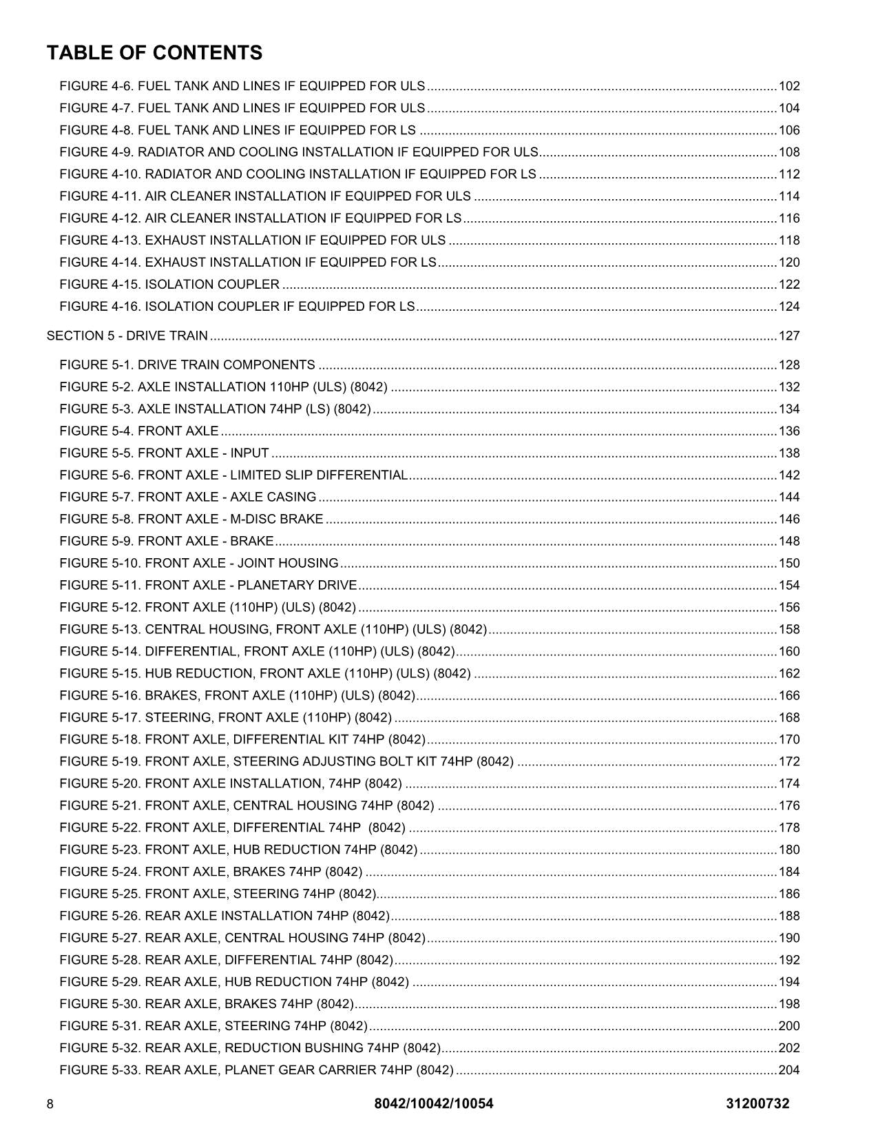 SKYTRAK 10042 10054 8042 Telehandler Parts Catalog Manual 31200732