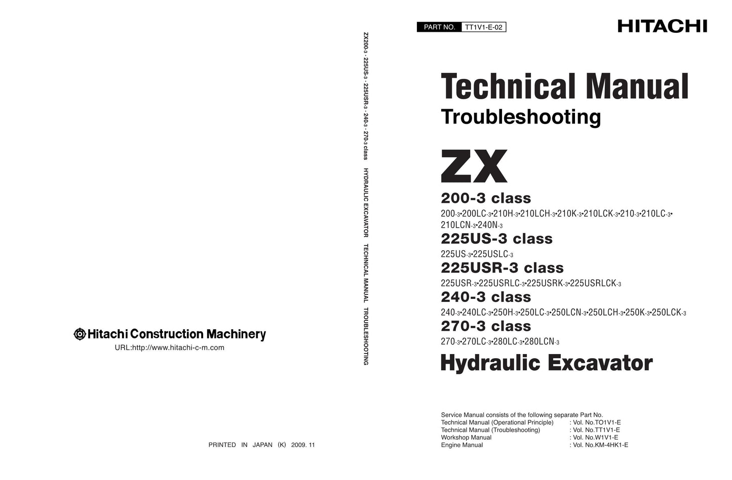 Hitachi ZX200-3 ZX200-3 ZX200LC-3 Excavator Troubleshoot Service Manual Schemes