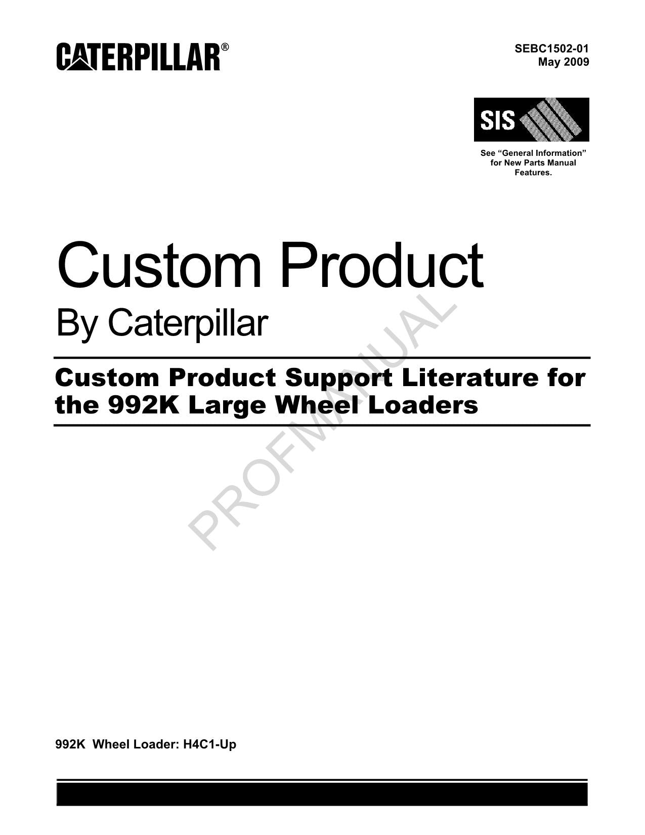 Caterpillar Cat 992K Large Wheel Loader Parts Catalog Manual SEBC1502