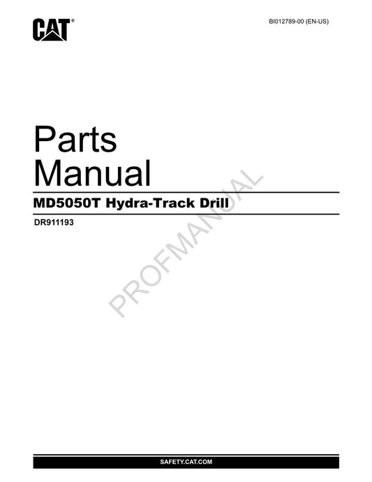 Caterpillar Cat MD5050T Hydra Track Drill Parts Catalog Manual