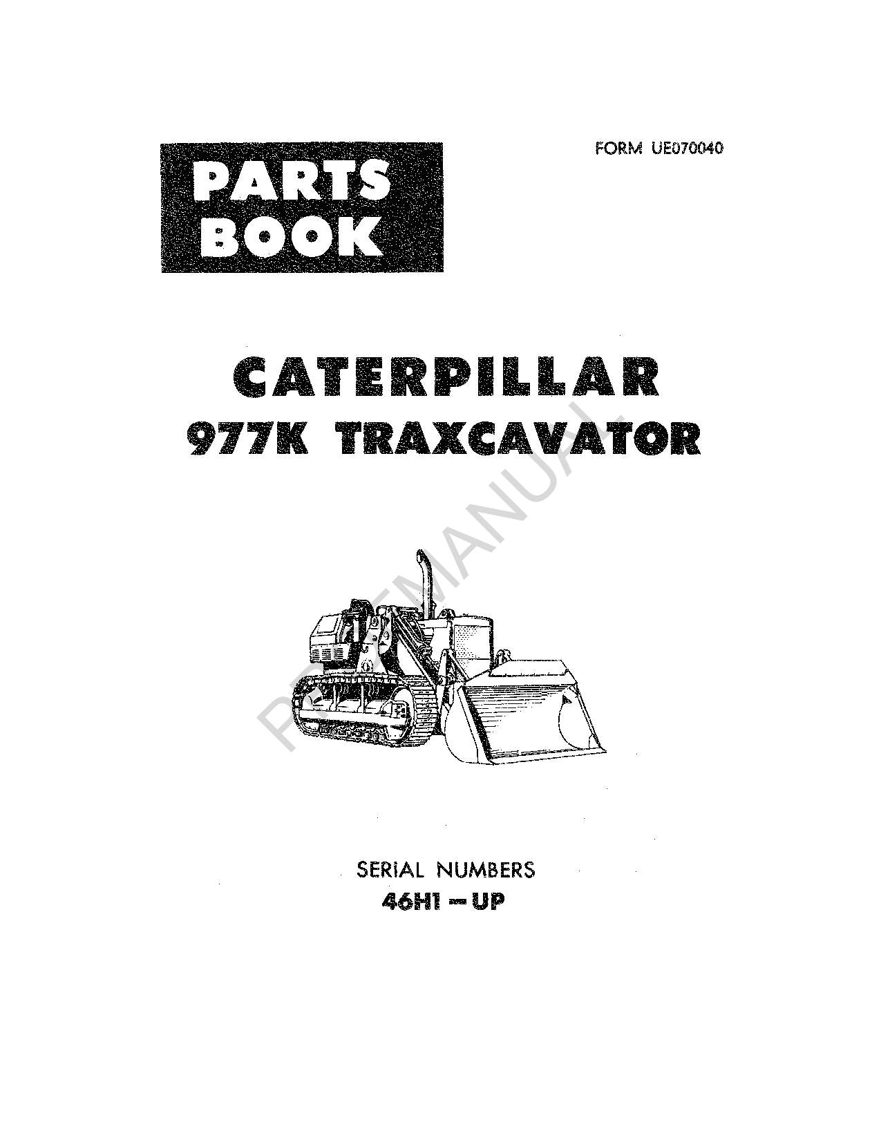 Catalogue de pièces détachées pour chargeuse sur chenilles Caterpillar Cat 977K Traxcavator, manuel série 46H1 Up