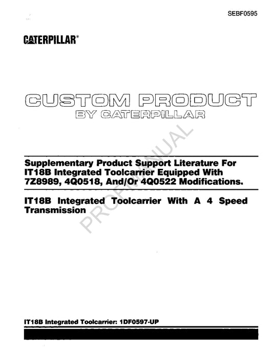 Caterpillar Cat It18B Equip W-7Z8989 4Q518 4Q522 Parts Catalog Manual SEBF0595