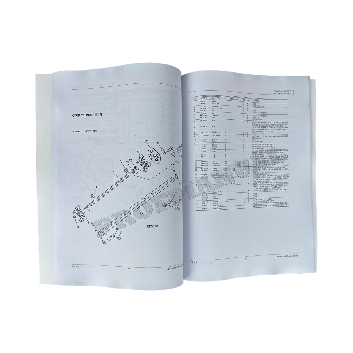 JOHN DEERE 430 530 RUNDBALLEPRESSE ERSATZTEILKATALOGHANDBUCH